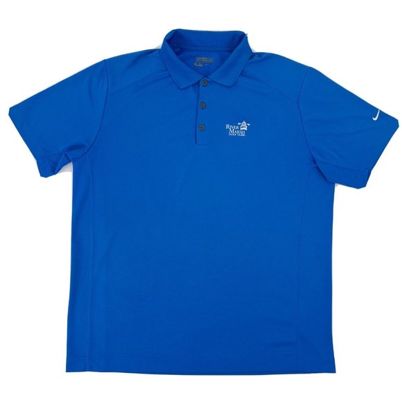 Men's Nike Tour Performance Short Sleeve Polo Shirt Blue L River Marsh Golf Club - Picture 1 of 9